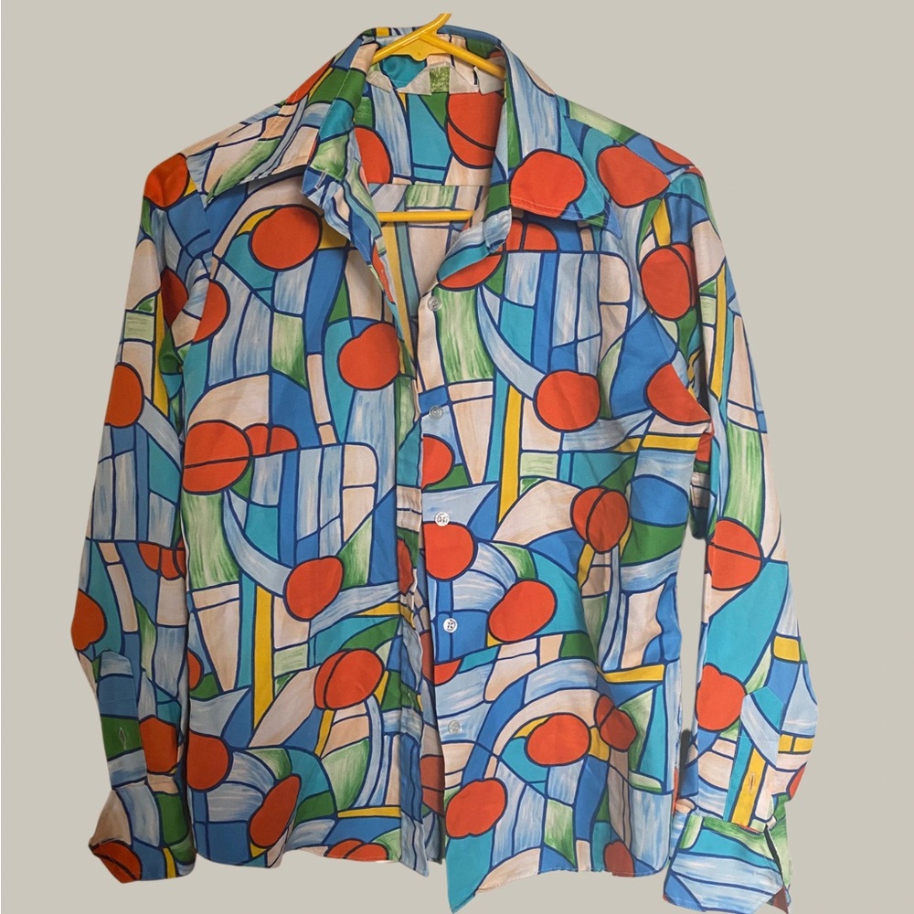 Beautiful 1970s geometric blouse sz small
